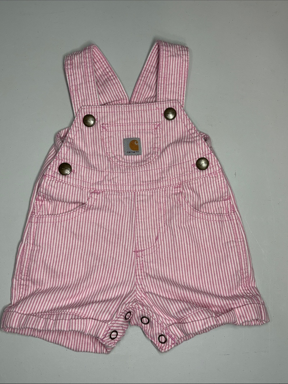 Carhartt Pink Stripe Infant Bib Shorts- Sz 3 months- Like New